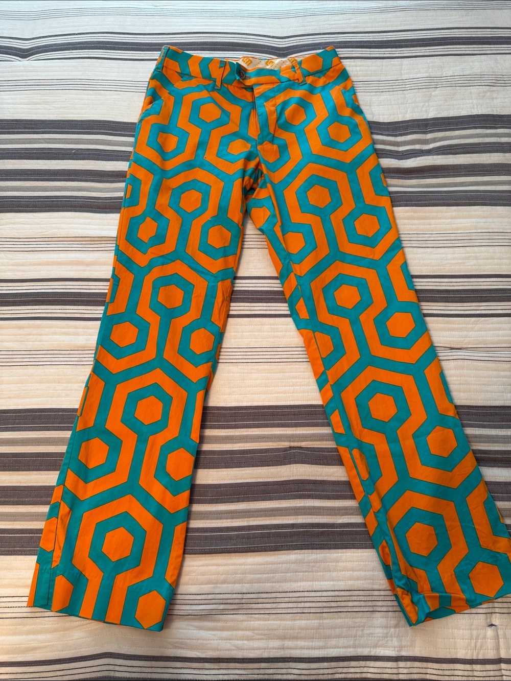 Loudmouth Orange and Teal Geometric Men’s Pants size 30W x 33L